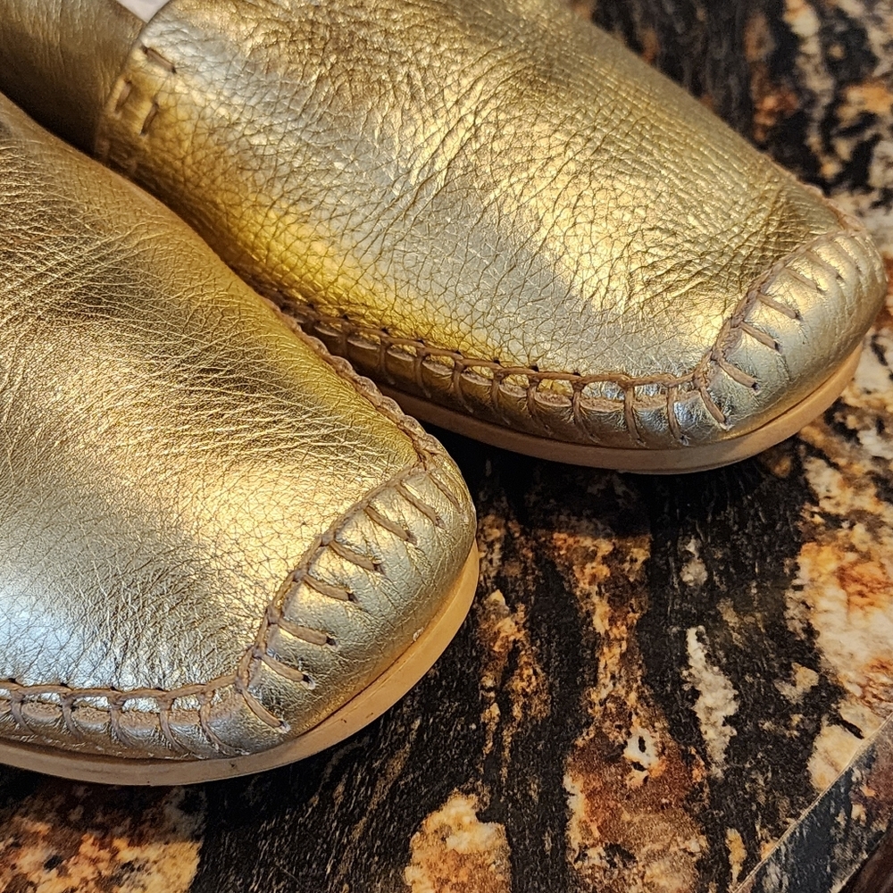 Bally Shoes Forward Driving Mocs Loafers Leather Womens US 10/ EU 41 Metallic - Picture 2 of 11